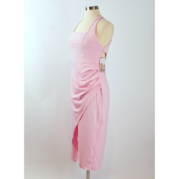 Halara Softlyzero Ruched Split Asymmetric Backless Crisscross Midi Dress - XL - Picture 2 of 7